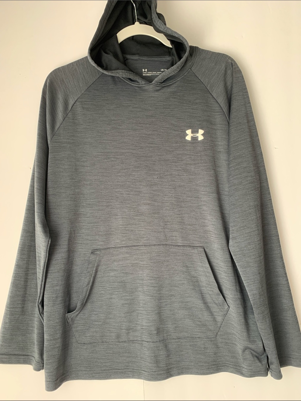 Under Armour Men’s Dark Gray Hooded Pullover with White Logo Size L - Picture 1 of 6